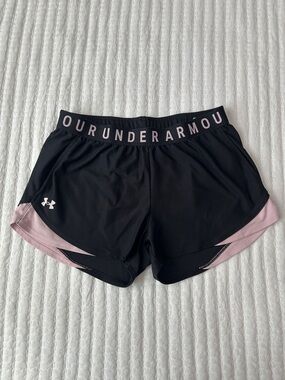 Under Armour Black Shorts with Pink Trim and Branded Waistband